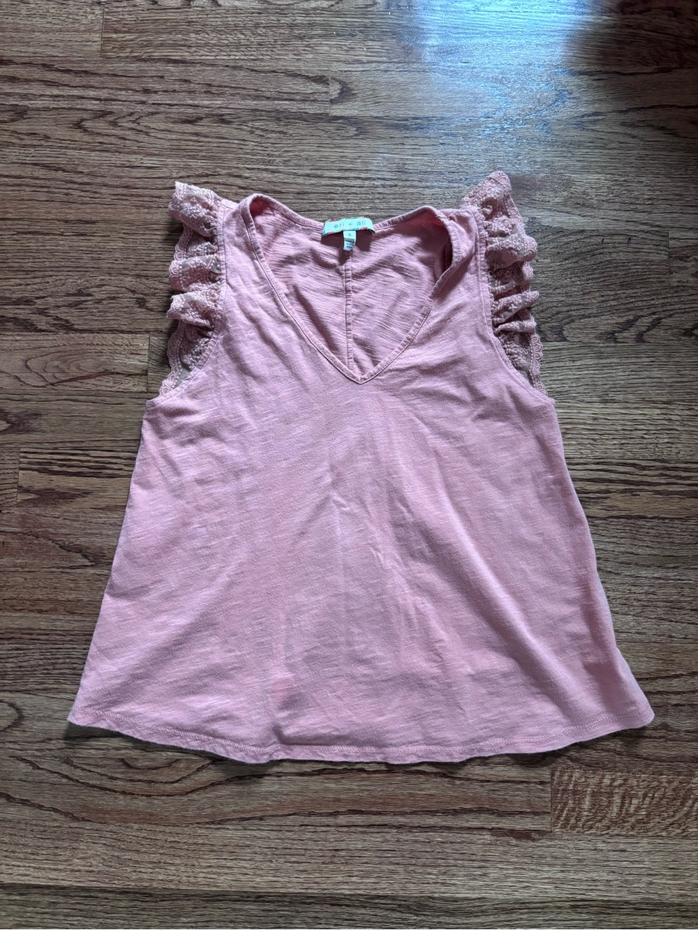 Anthropologie Eri + Ali Sleeveless Lace-Trim V-Neck Top